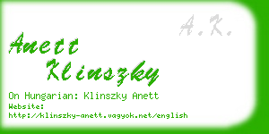 anett klinszky business card